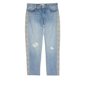 Lucky Brand Boho Side Detail Relaxed Tapered Light Wash Distressed Jeans Sz 6/28